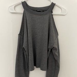 Gray Cold Shoulder Top